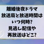 離婚後夜ドラマの放送局と放送時間はいつ何時?見逃し配信や再放送はどこ?